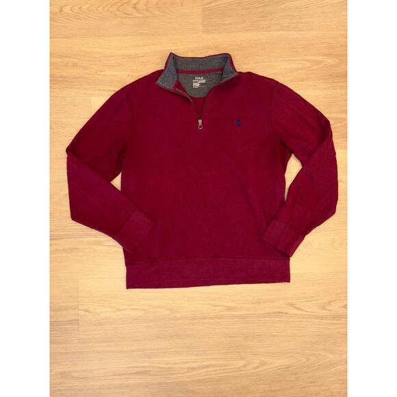 Polo Ralph Lauren dark red performance 1/4 zip long sleeve jacket mens size med - Picture 1 of 3